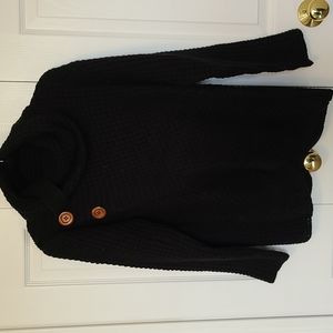 Asymmetrical black wrap sweater